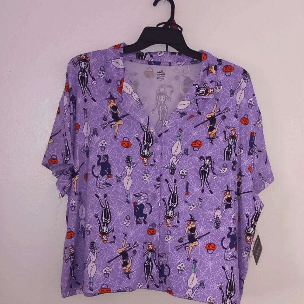 Purple Halloween-Themed Women's Pajama Set - Picture 3 of 4